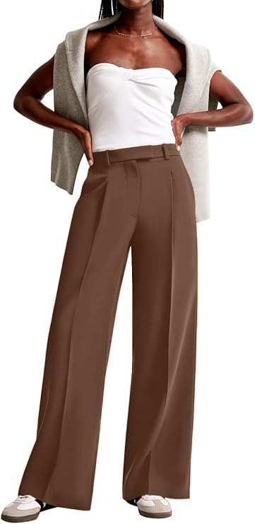 NIMIN Women Wide Leg Pants High Waisted Business Casual Work Trousers Dressy Pants with Pockets