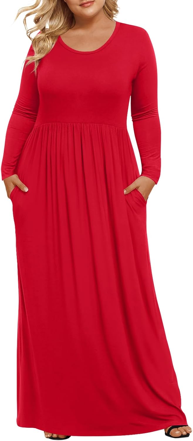 LONGYUAN Women's Plus Size Maxi Dresses for Curvy Women Casual Long Dress XL-6XL