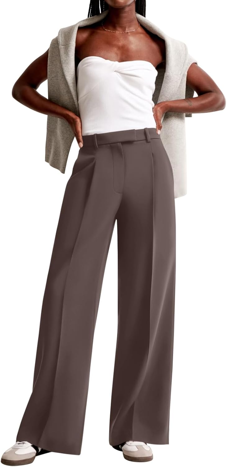 NIMIN Women Wide Leg Pants High Waisted Business Casual Work Trousers Dressy Pants with Pockets