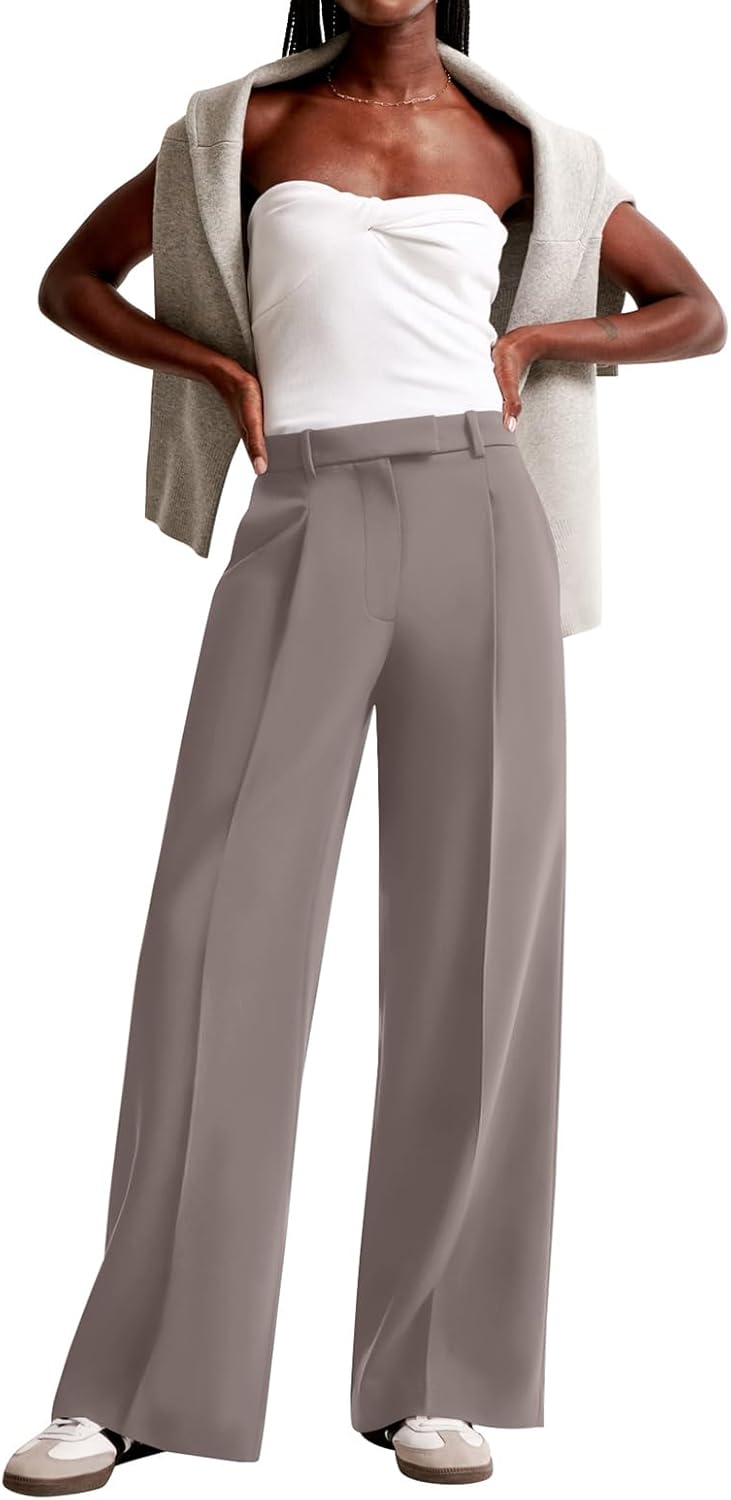 NIMIN Women Wide Leg Pants High Waisted Business Casual Work Trousers Dressy Pants with Pockets