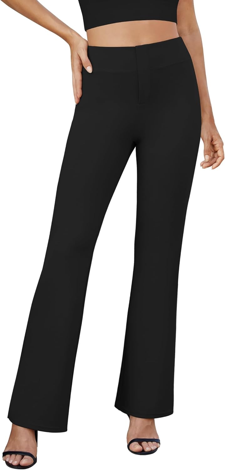 Womens Bootcut Dress Pants Business Casual Work Pants with Pockets High Waist Stretchy Trousers Pull On Office Slacks