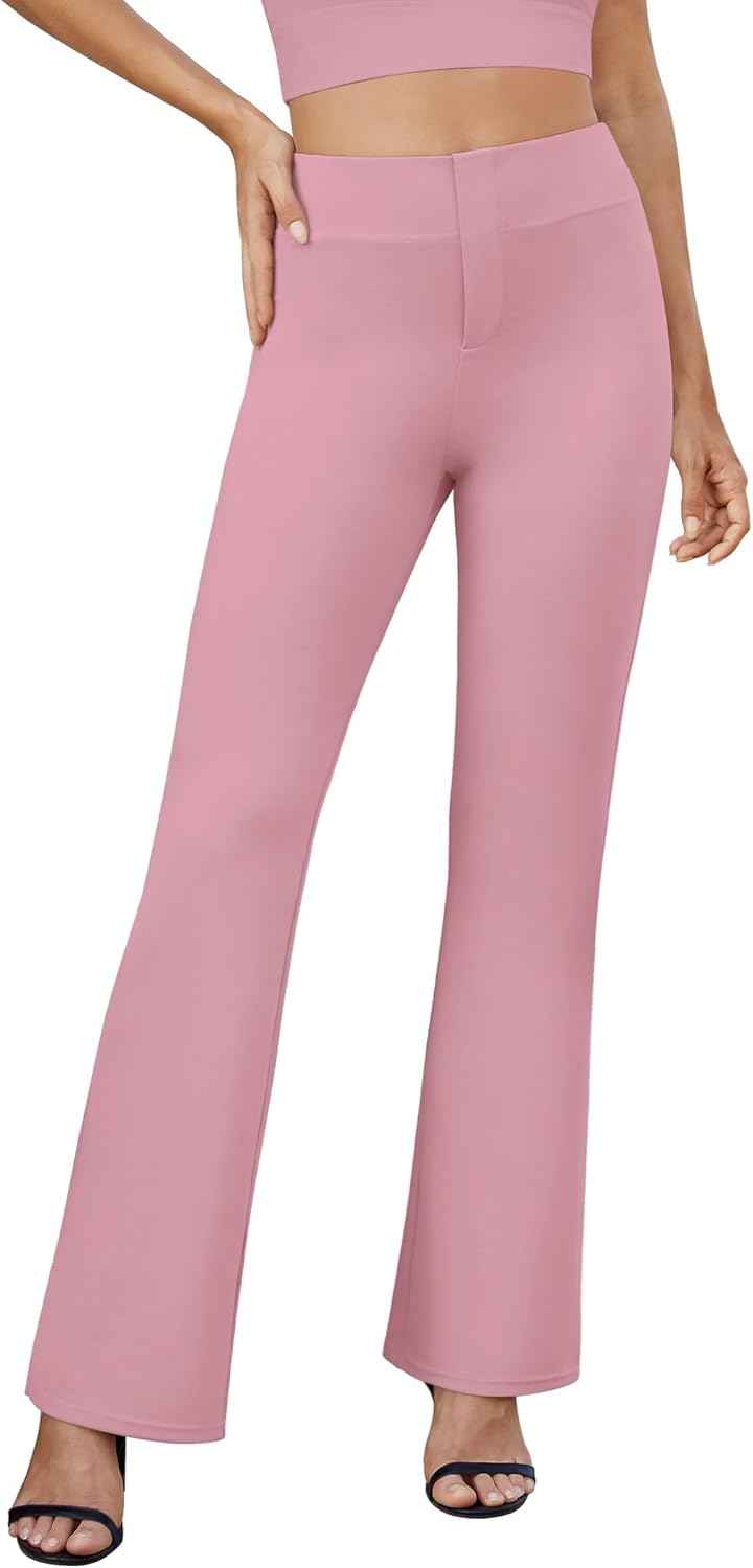 Womens Bootcut Dress Pants Business Casual Work Pants with Pockets High Waist Stretchy Trousers Pull On Office Slacks