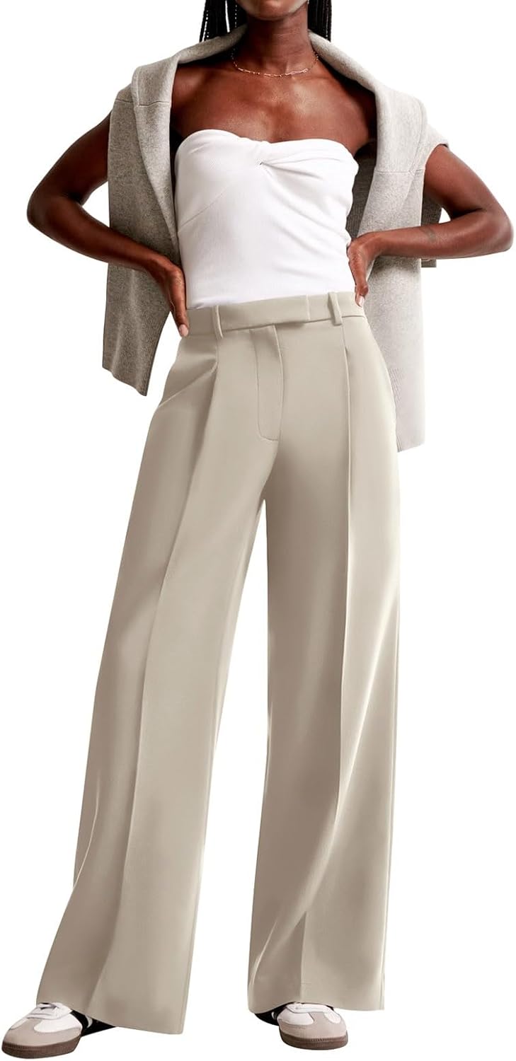 NIMIN Women Wide Leg Pants High Waisted Business Casual Work Trousers Dressy Pants with Pockets
