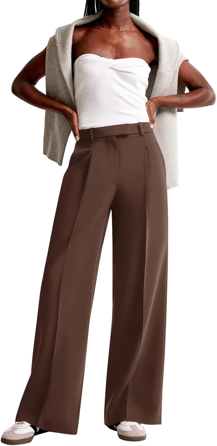 NIMIN Women Wide Leg Pants High Waisted Business Casual Work Trousers Dressy Pants with Pockets