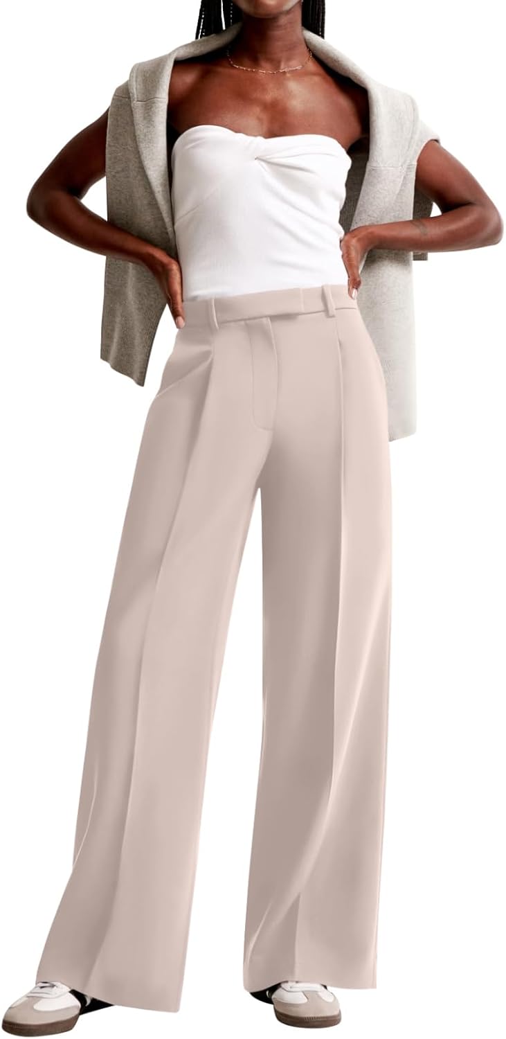 NIMIN Women Wide Leg Pants High Waisted Business Casual Work Trousers Dressy Pants with Pockets