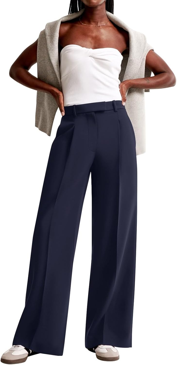 NIMIN Women Wide Leg Pants High Waisted Business Casual Work Trousers Dressy Pants with Pockets