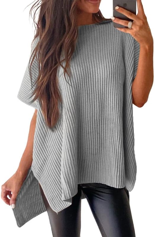 SHEWIN Womens Tops Crewneck Short Sleeve Sweater Causal Tunic Tops Lightweight Summer Sweaters for Women