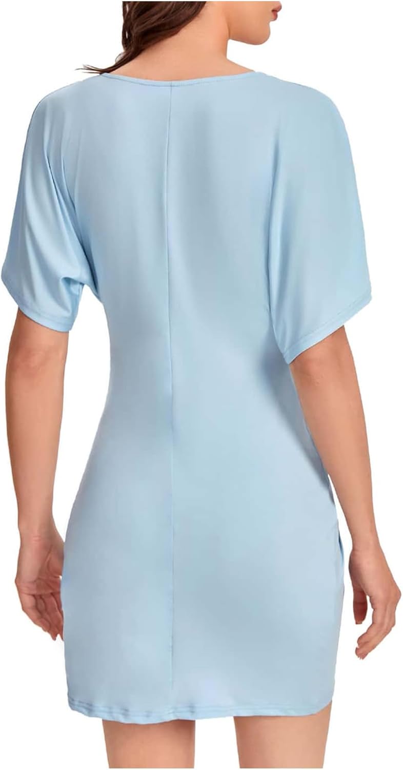 Floerns Women's Deep V Neck Twisted Plunging High Slit Mini Party Dress