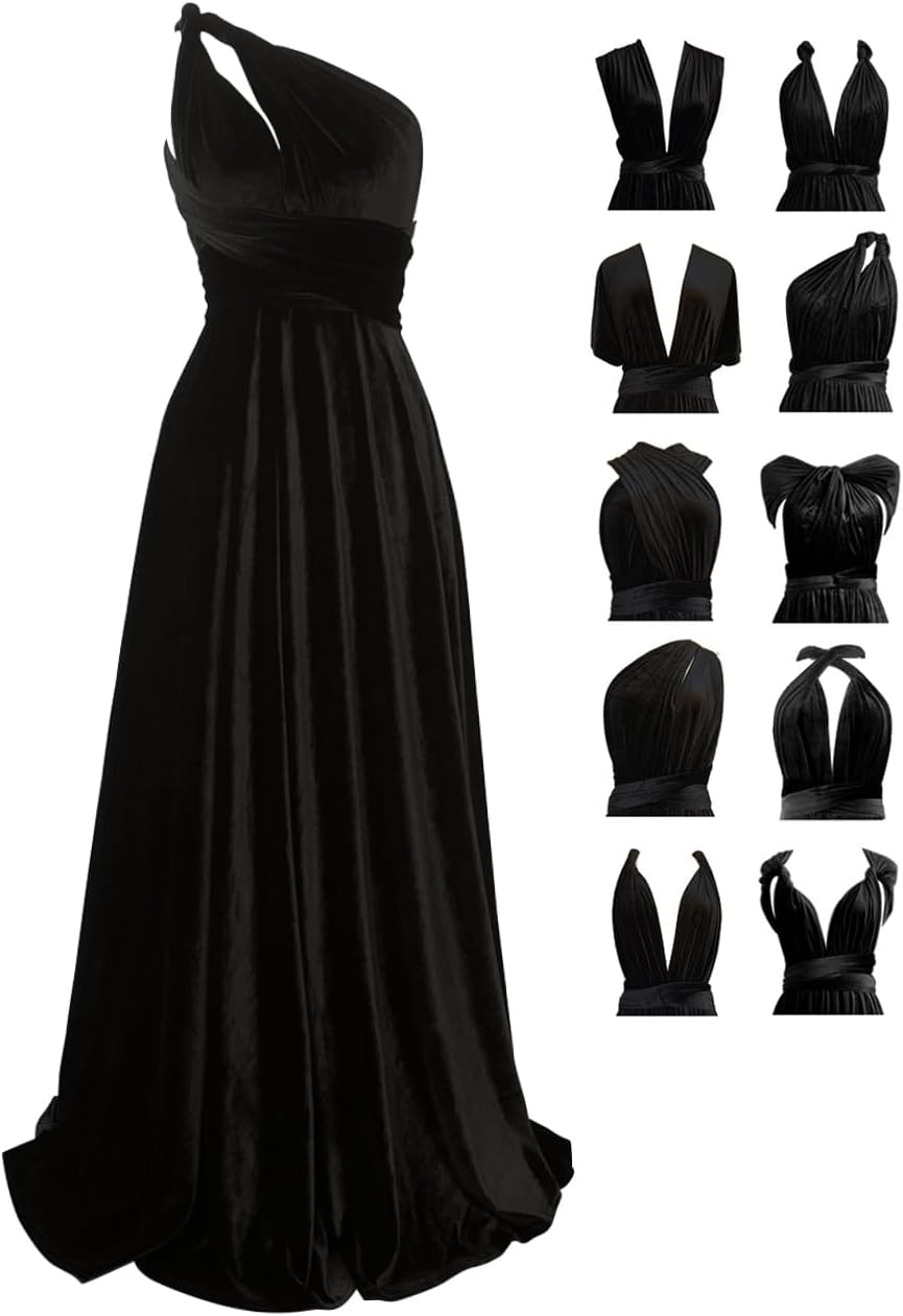 Velvet Infinity Dress with Bandeau, Convertible Bridesmaid Dresses, Multiway Wrap Maxi Long Formal Dress for Wedding Guest