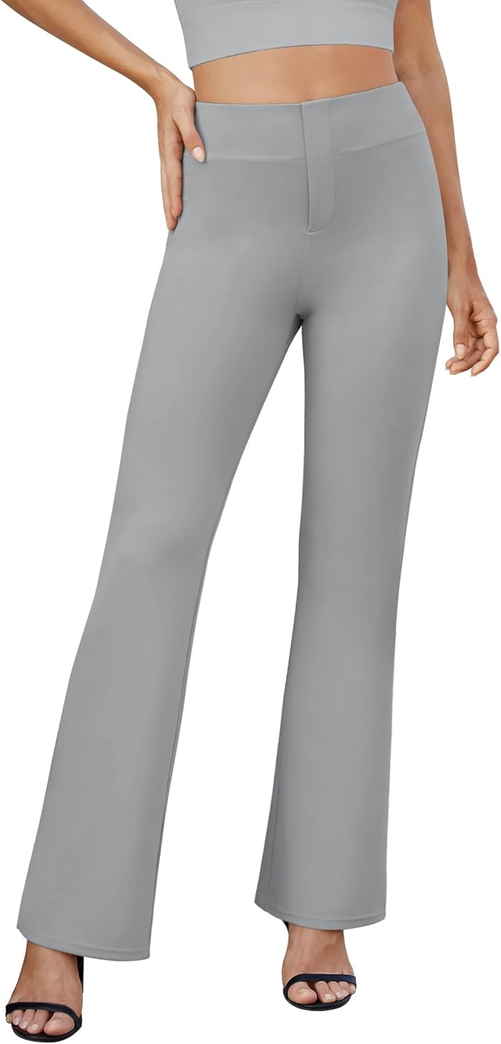 Womens Bootcut Dress Pants Business Casual Work Pants with Pockets High Waist Stretchy Trousers Pull On Office Slacks