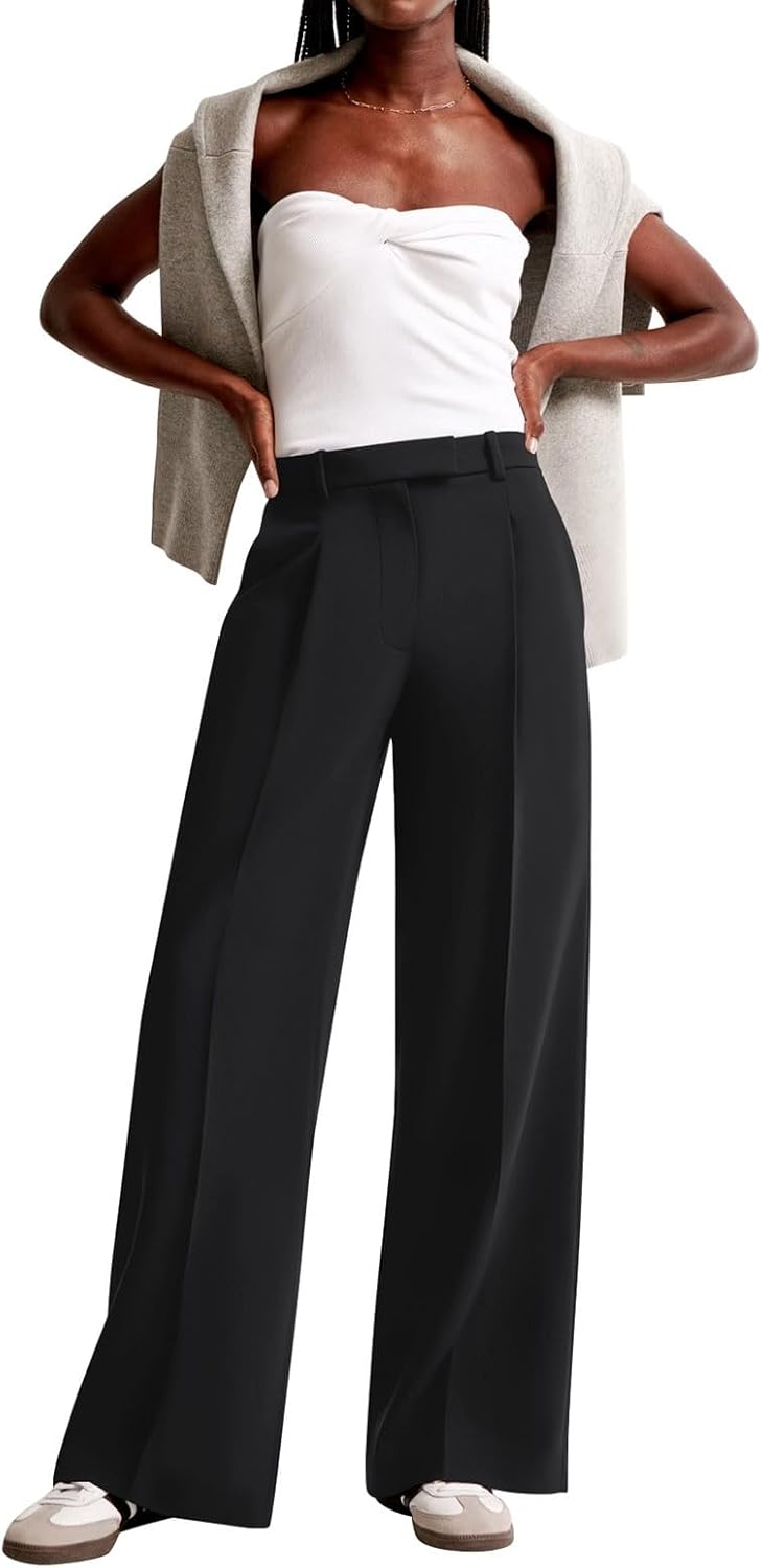 NIMIN Women Wide Leg Pants High Waisted Business Casual Work Trousers Dressy Pants with Pockets