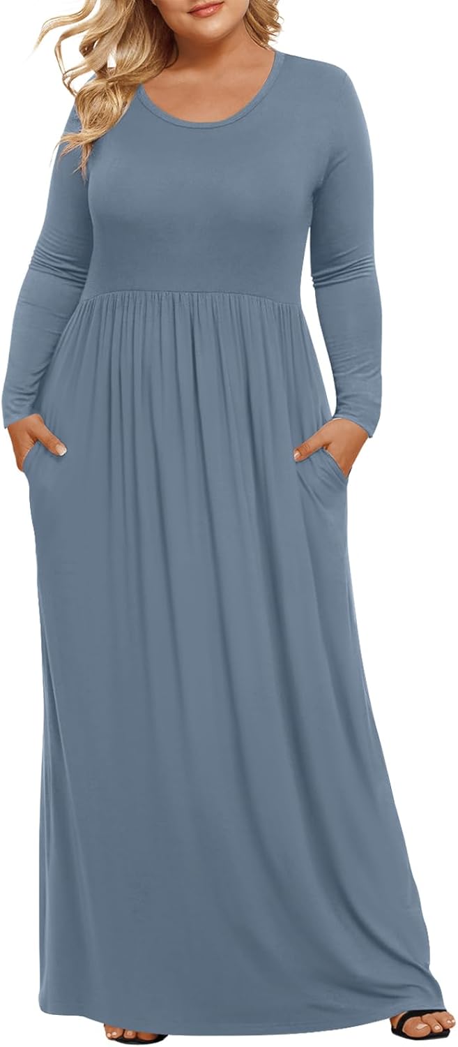 LONGYUAN Women's Plus Size Maxi Dresses for Curvy Women Casual Long Dress XL-6XL