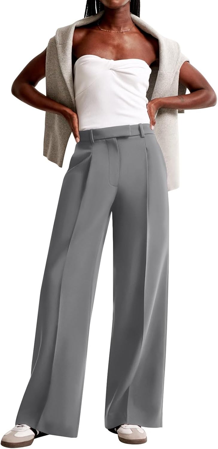 NIMIN Women Wide Leg Pants High Waisted Business Casual Work Trousers Dressy Pants with Pockets