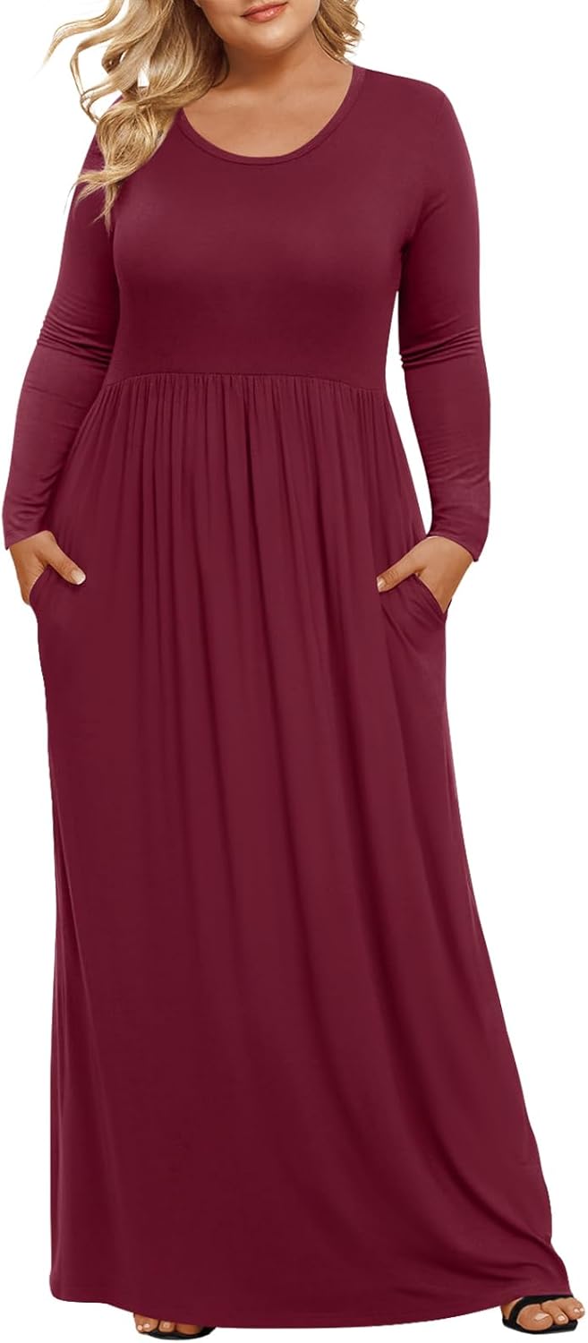 LONGYUAN Women's Plus Size Maxi Dresses for Curvy Women Casual Long Dress XL-6XL