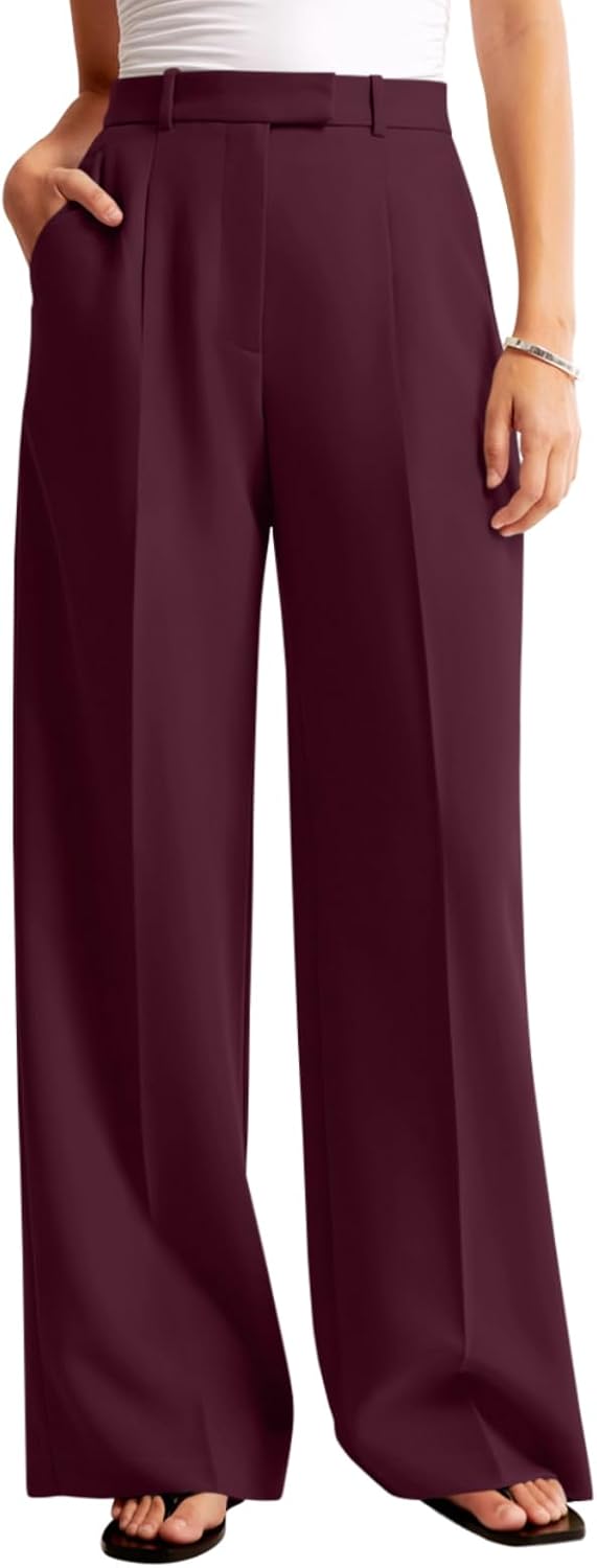 NIMIN Women Wide Leg Pants High Waisted Business Casual Work Trousers Dressy Pants with Pockets