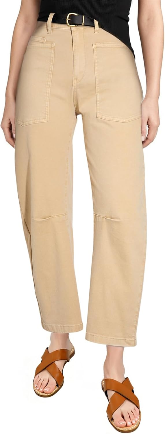 EVALESS Womens Baggy Barrel Jeans High Waisted Wide Leg Boyfriend Denim Ankle Pants