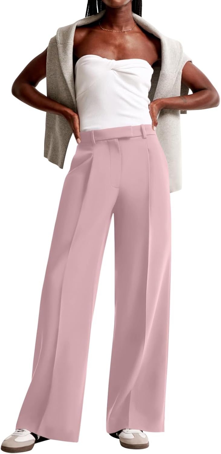 NIMIN Women Wide Leg Pants High Waisted Business Casual Work Trousers Dressy Pants with Pockets
