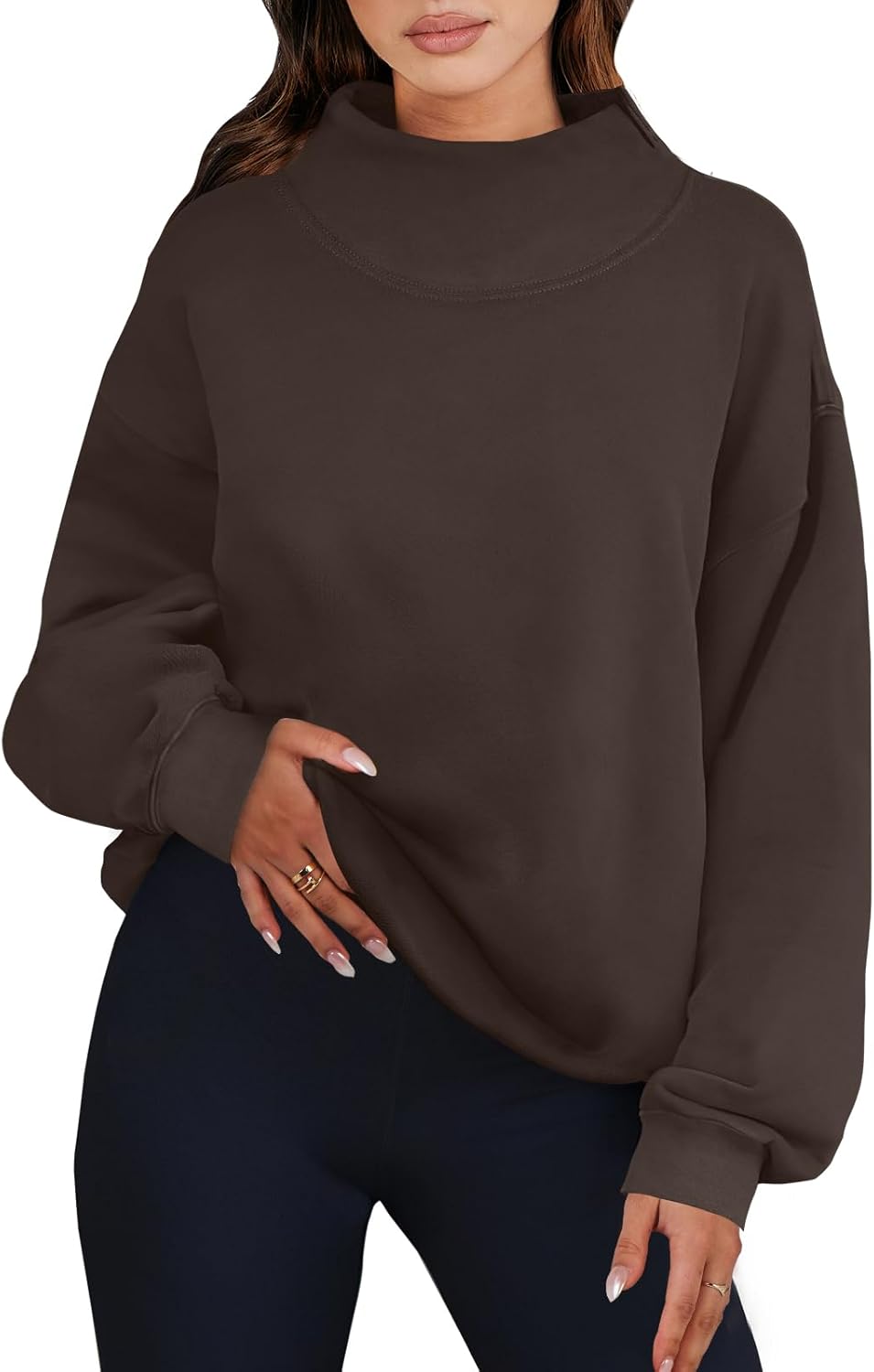 ANRABESS Womens Oversized Sweatshirts Turtleneck Pullover Long Sleeve Hoodies Tops 2025 Fall Fashion Preppy Outfits