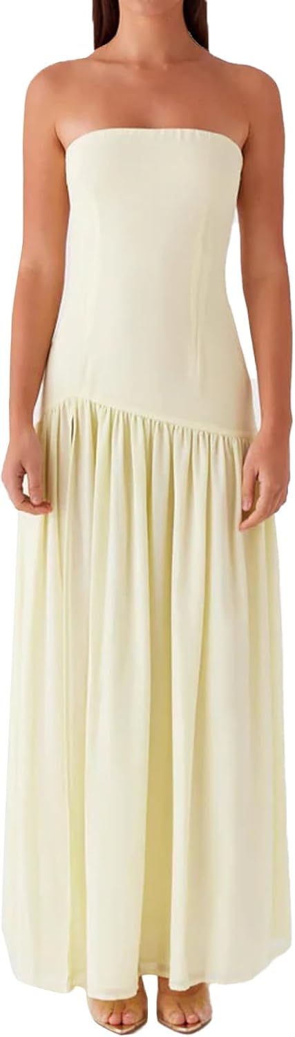 Women Tube Top Dress Tiger Stripe Mesh Patchwork Maxi Dress Strapless Sexy High Slit Long Dresses Party Clubwear