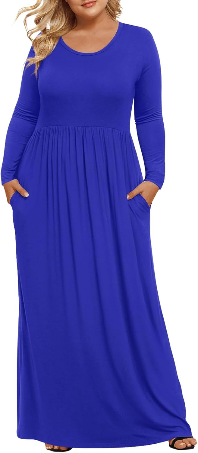 LONGYUAN Women's Plus Size Maxi Dresses for Curvy Women Casual Long Dress XL-6XL