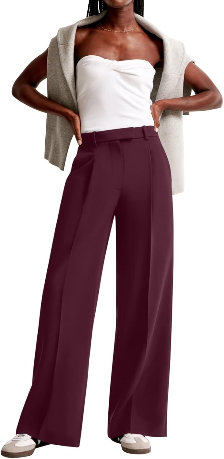 NIMIN Women Wide Leg Pants High Waisted Business Casual Work Trousers Dressy Pants with Pockets