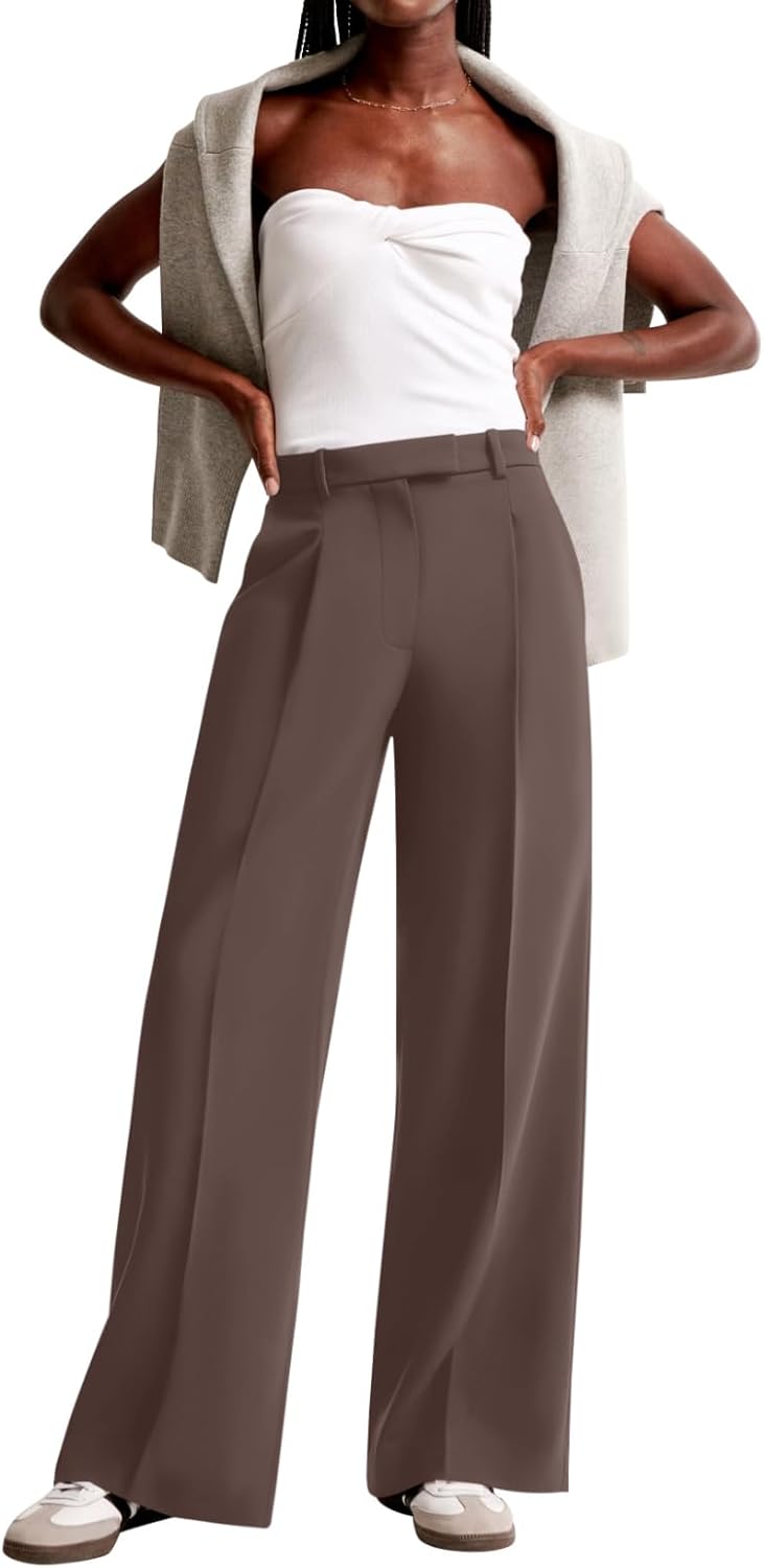 NIMIN Women Wide Leg Pants High Waisted Business Casual Work Trousers Dressy Pants with Pockets