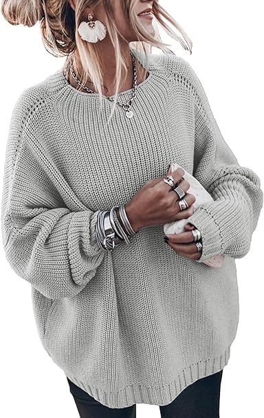 Womens Oversized Sweaters Loose Solid Casual Long Sleeve Mock Neck Knitted Jumper Tops