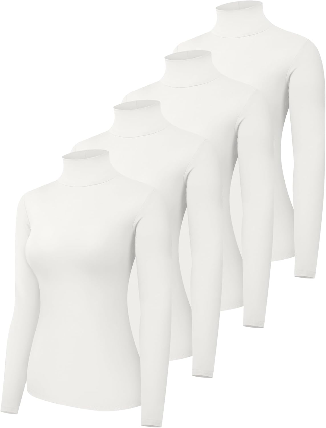 Dalavch 4 Pack Women’s Turtle Neck Long Sleeve Shirts Fall Fashion Turtleneck Baselayer Undershirts Tops Underscrub
