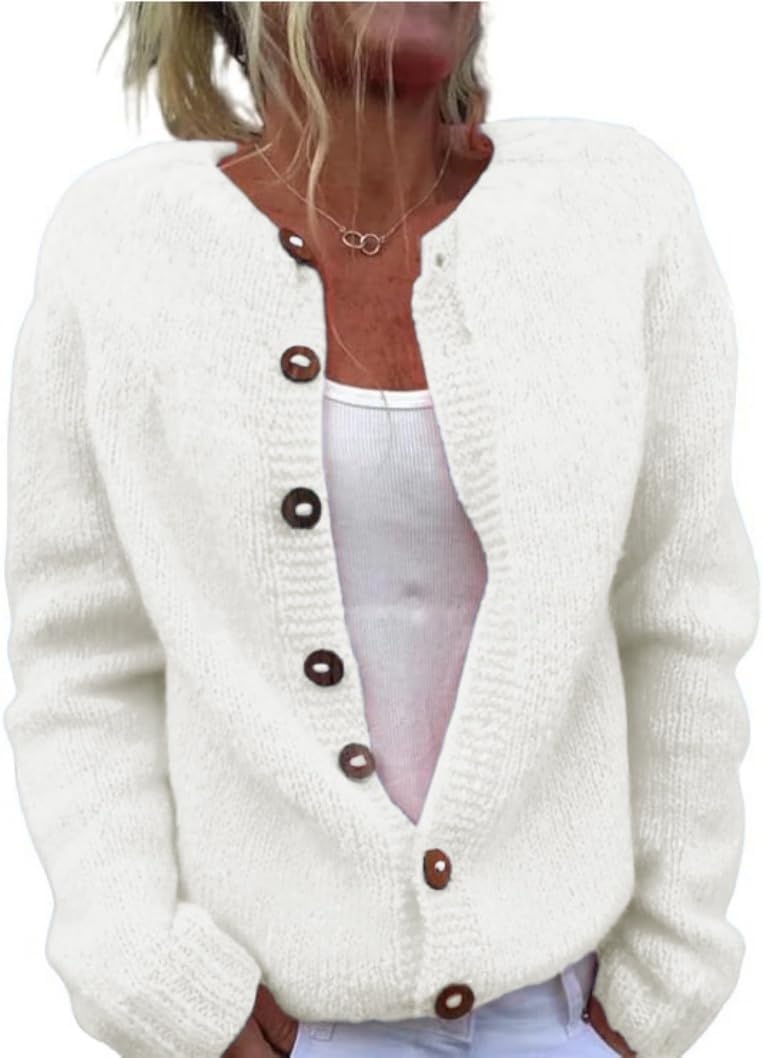 Women's Funny Fall Winter Animal Floral Christmas Tree Long Sleeve Button Knit Cardigan Sweater