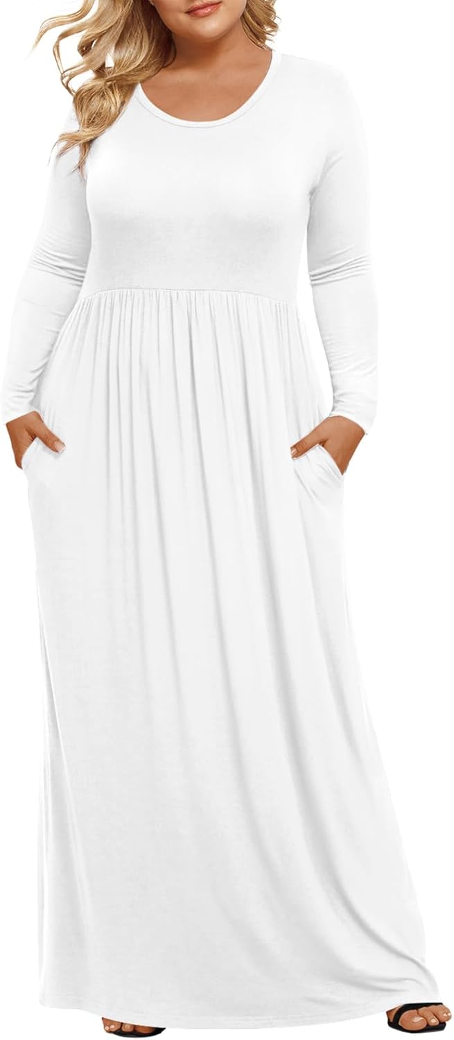 LONGYUAN Women's Plus Size Maxi Dresses for Curvy Women Casual Long Dress XL-6XL