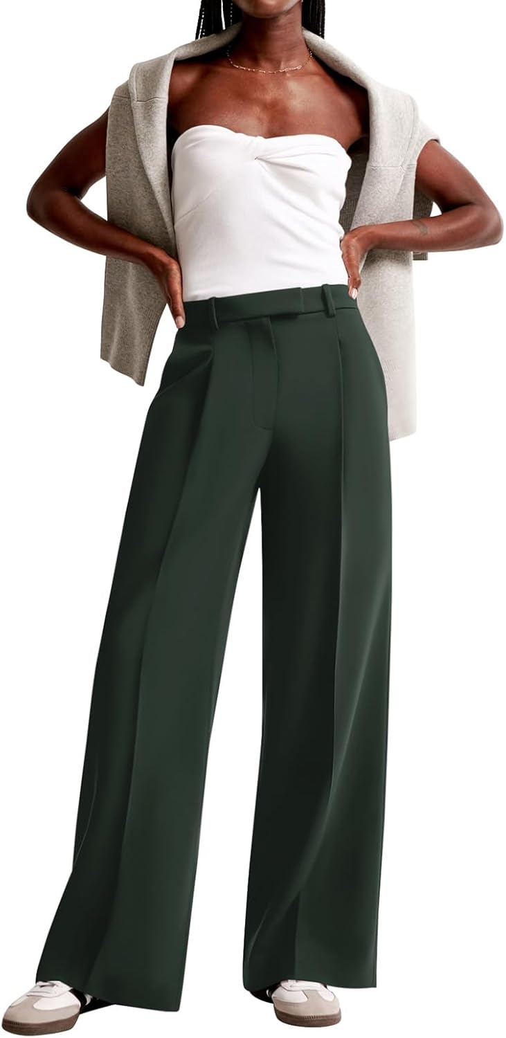NIMIN Women Wide Leg Pants High Waisted Business Casual Work Trousers Dressy Pants with Pockets