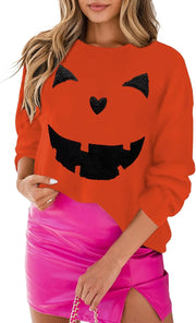 LEMAFER Women 2025 Merry Christmas Round Neck Sequin Letters Sweater Casual Solid Slogan Long Sleeve Pullover Sweatshirt Tops