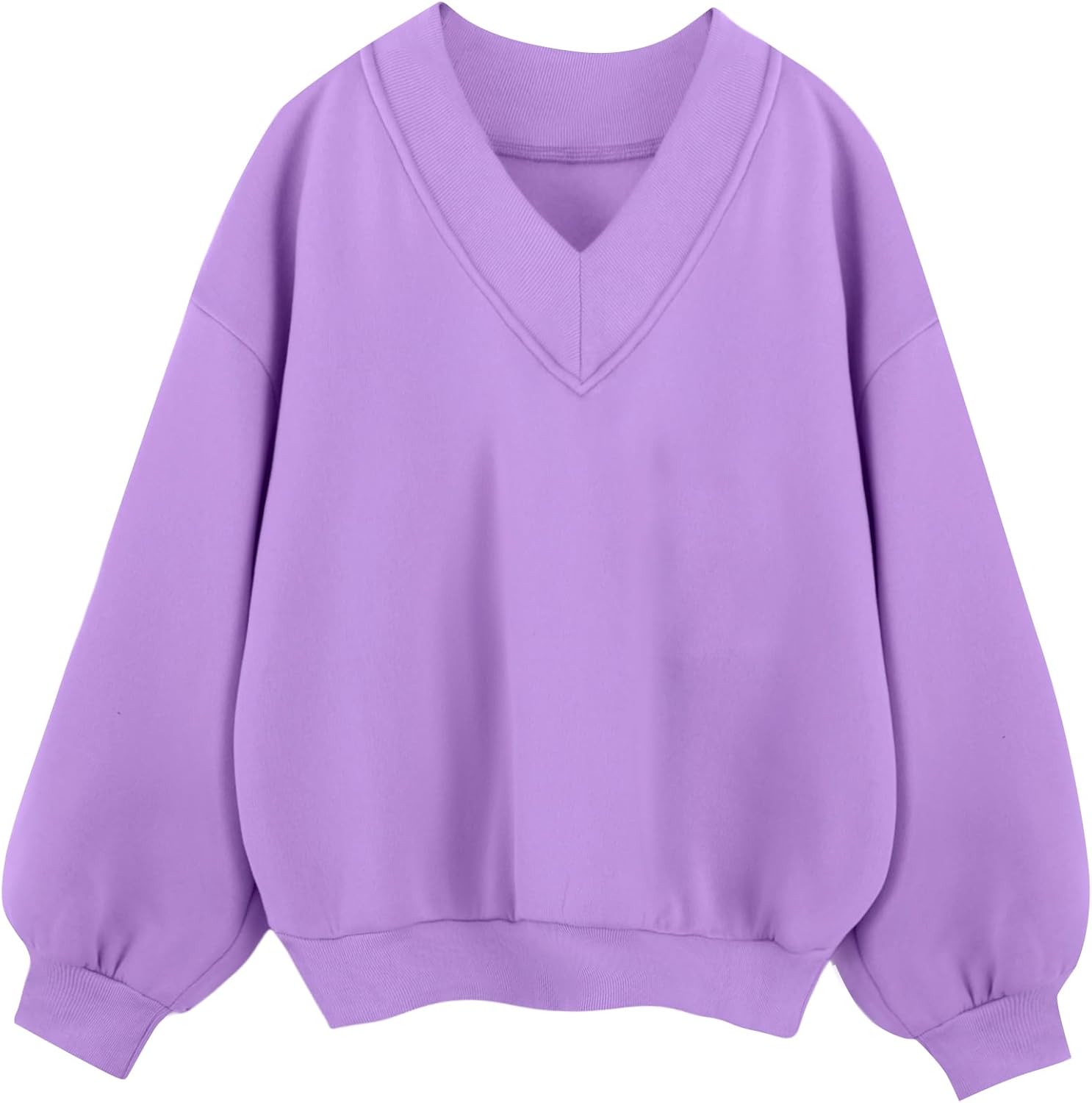 Remidoo Oversized Sweatshirt for Women V Neck Sweatshirts Casual Fleece Long Sleeve Pullover Top