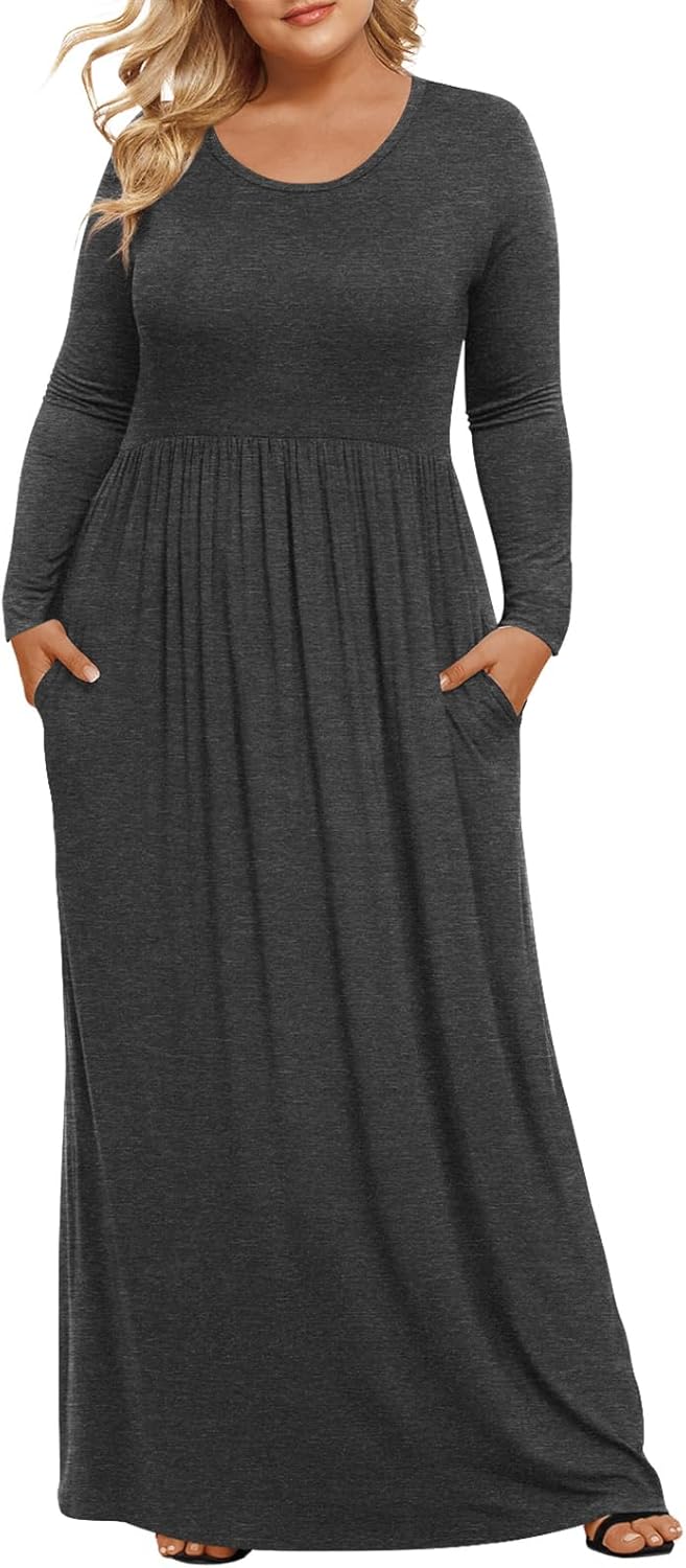LONGYUAN Women's Plus Size Maxi Dresses for Curvy Women Casual Long Dress XL-6XL