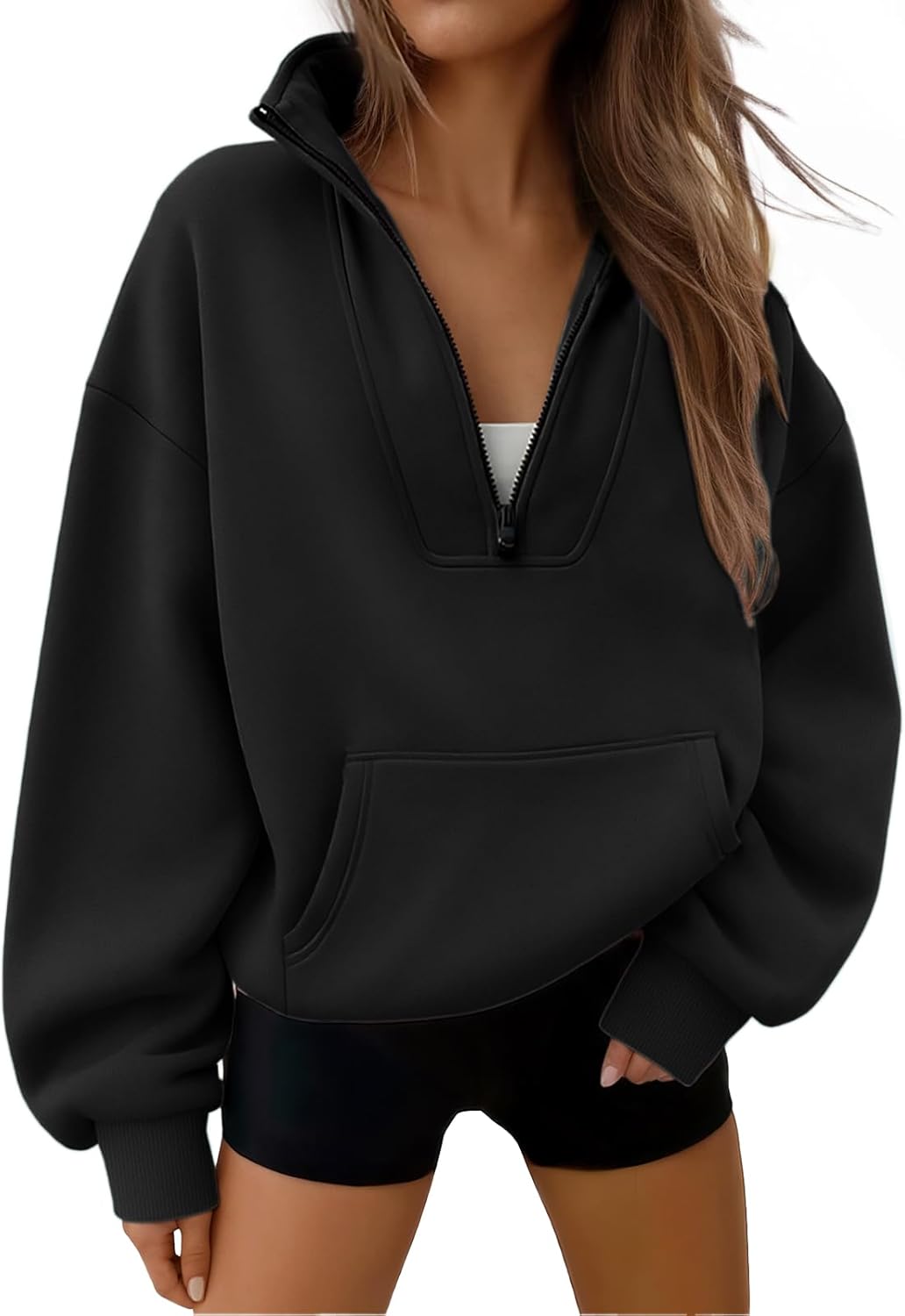 Trendy Queen Womens Sweatshirts Quarter Half Zip Pullover Oversized Hoodies Fall Fashion 2025 Winter Fleece Jackets Sweaters