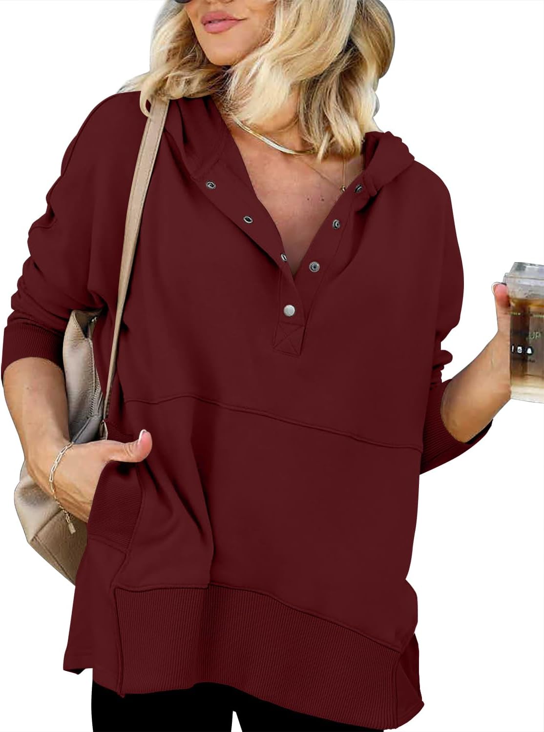 onlypuff Oversized Pulllover Hoodies for Women Fall Fashion Sweatshirts Teen Girls Hooded Tunic Tops