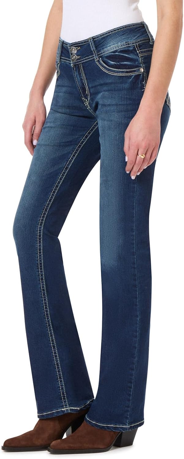 WallFlower Luscious Curvy Bootcut Jeans for Women, Mid-Rise Insta Stretch Denim, Size-Inclusive Juniors Jeans, Sizes 0 to 24