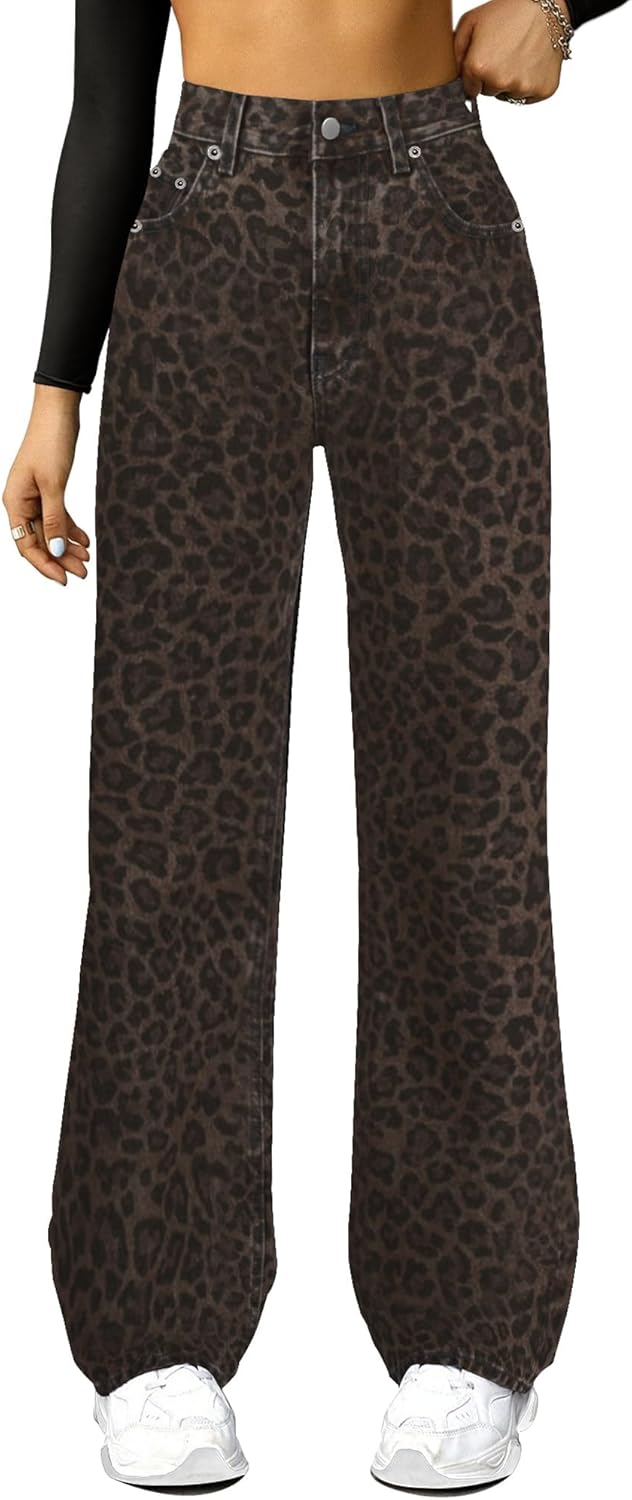 Straight Leg Jeans for Women,High Waisted Wide Leg Loose Microelastic Boyfriend Denim Pants