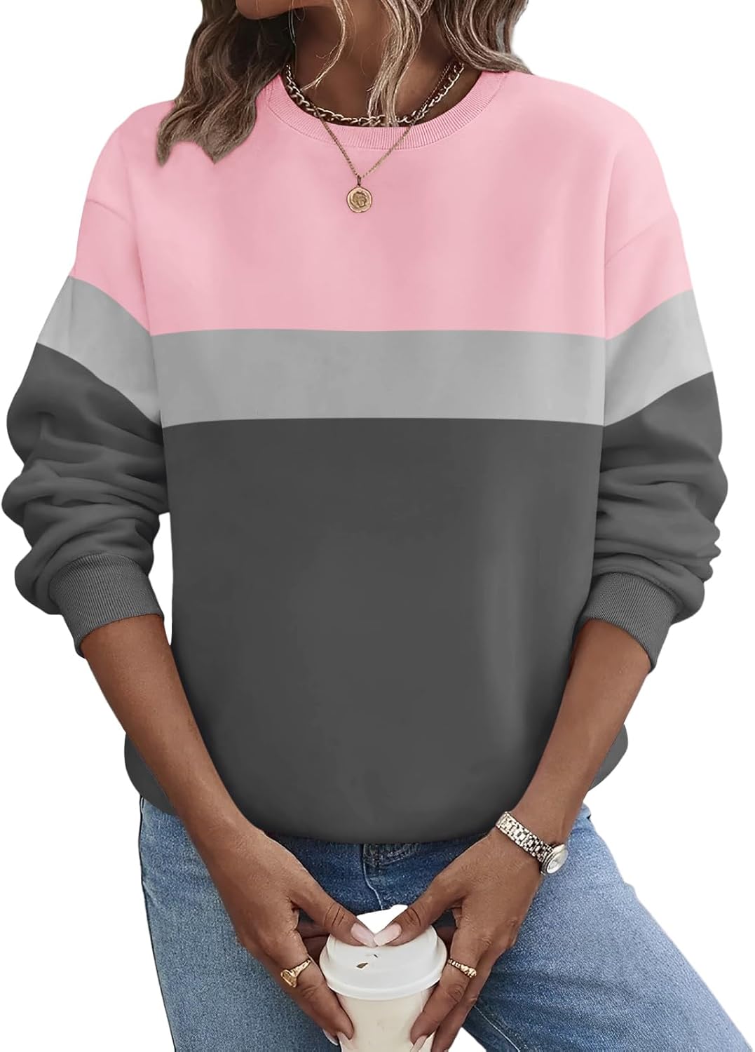 TICTICMIMI Women's Casual Crewneck Sweatshirts Long Sleeve Tops Loose Fit Fall Shirts