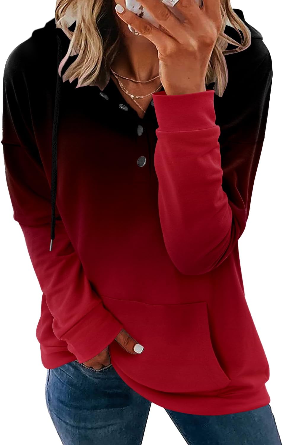 VIEACTIVEWEAR Hoodie for Women Tie Dye Sweatshirt Button Down Tops Casual Long Sleeve Oversize Pullover