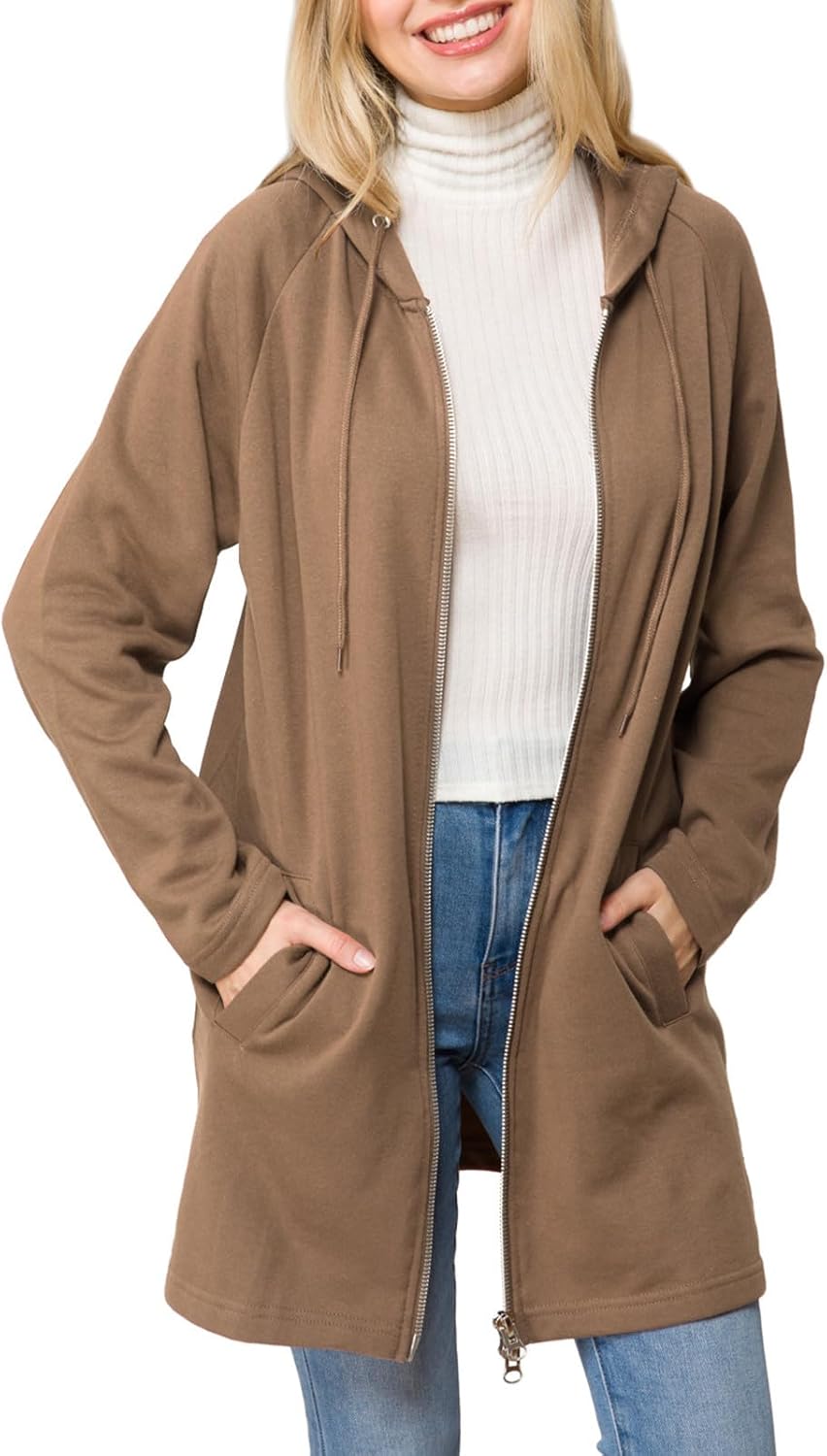 Design by Olivia Women's Casual Oversized Loose Fit Zip Up Pullover Hoodie Tunic Sweatshirt Jacket Fall Outfits (S-3X)