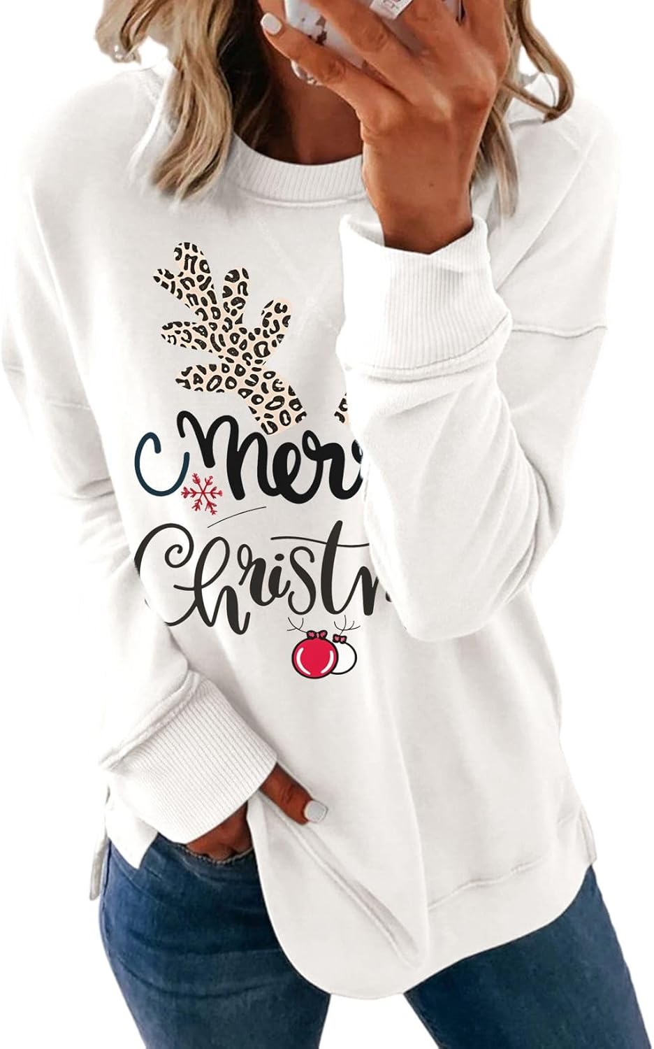 Dokotoo Women's Casual Crew Neck Sweatshirt Loose Soft Long Sleeve Pullover Tops