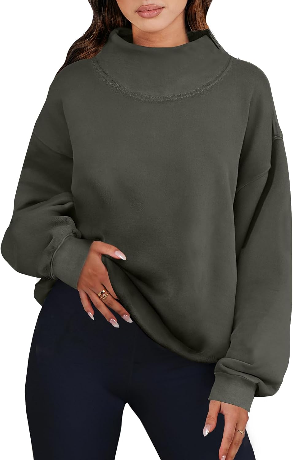 ANRABESS Womens Oversized Sweatshirts Turtleneck Pullover Long Sleeve Hoodies Tops 2025 Fall Fashion Preppy Outfits