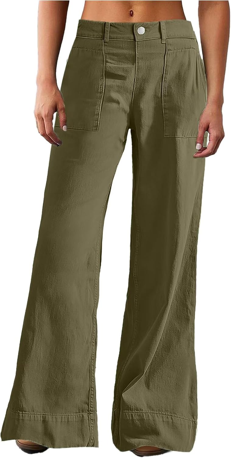 Flamingals Wide Straight Leg Mid Rise Baggy Pocket Denim Jeans Without Belt