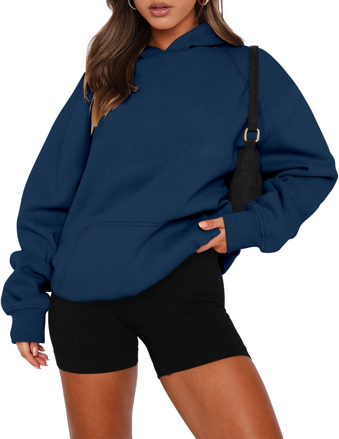 onlypuff Women Pullover Sweatshirt Long Sleeve Hoodies Kangaroo Pocket Fleece Basic Sweater
