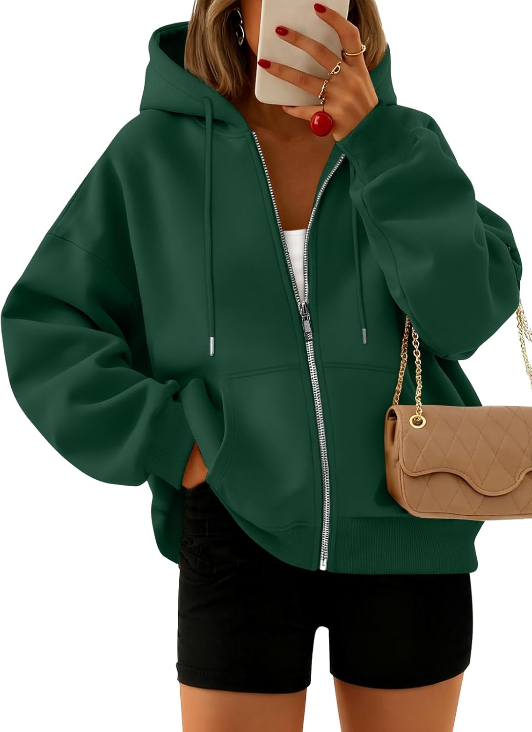 Trendy Queen Zip Up Hoodies For Women Cropped Sweatshirts Fall Fashion Outfits 2025 Y2k Fleece Teen Girls Clothes