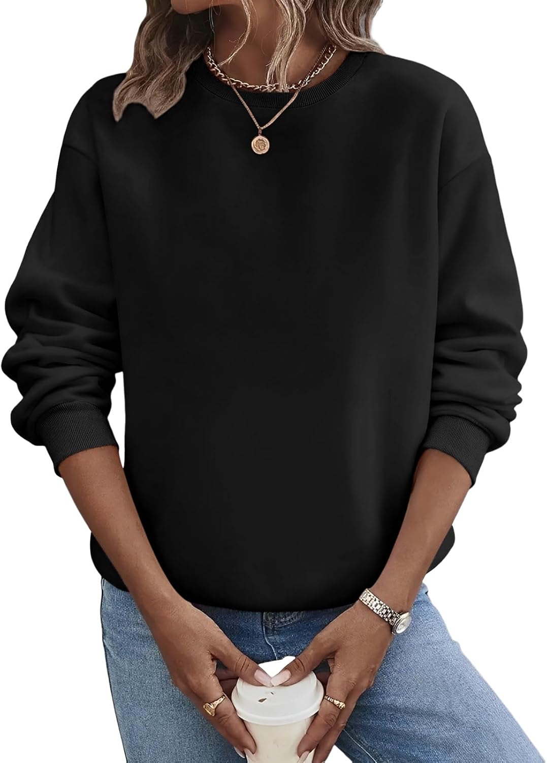 TICTICMIMI Women's Casual Crewneck Sweatshirts Long Sleeve Tops Loose Fit Fall Shirts