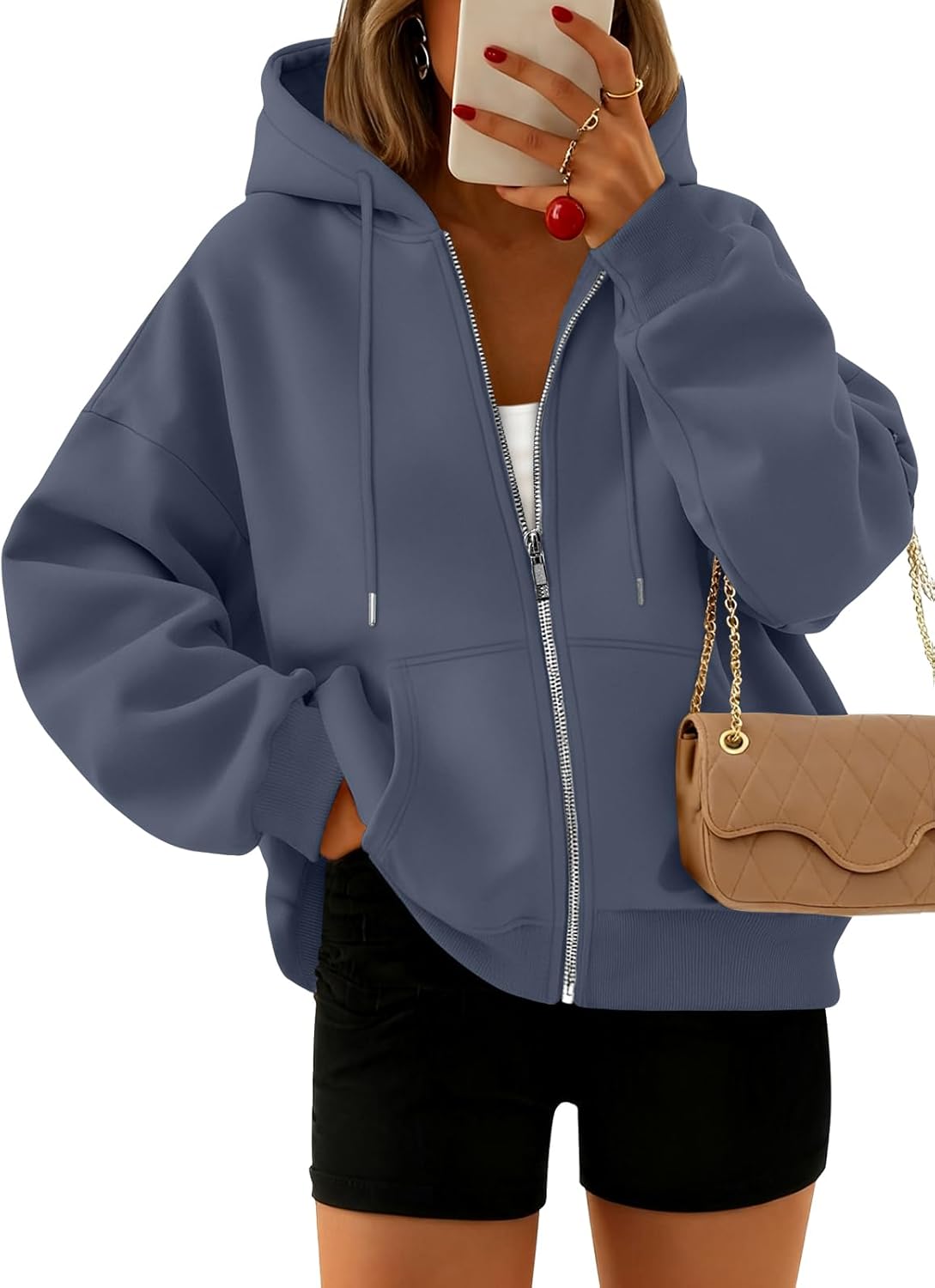 Trendy Queen Zip Up Hoodies For Women Cropped Sweatshirts Fall Fashion Outfits 2025 Y2k Fleece Teen Girls Clothes