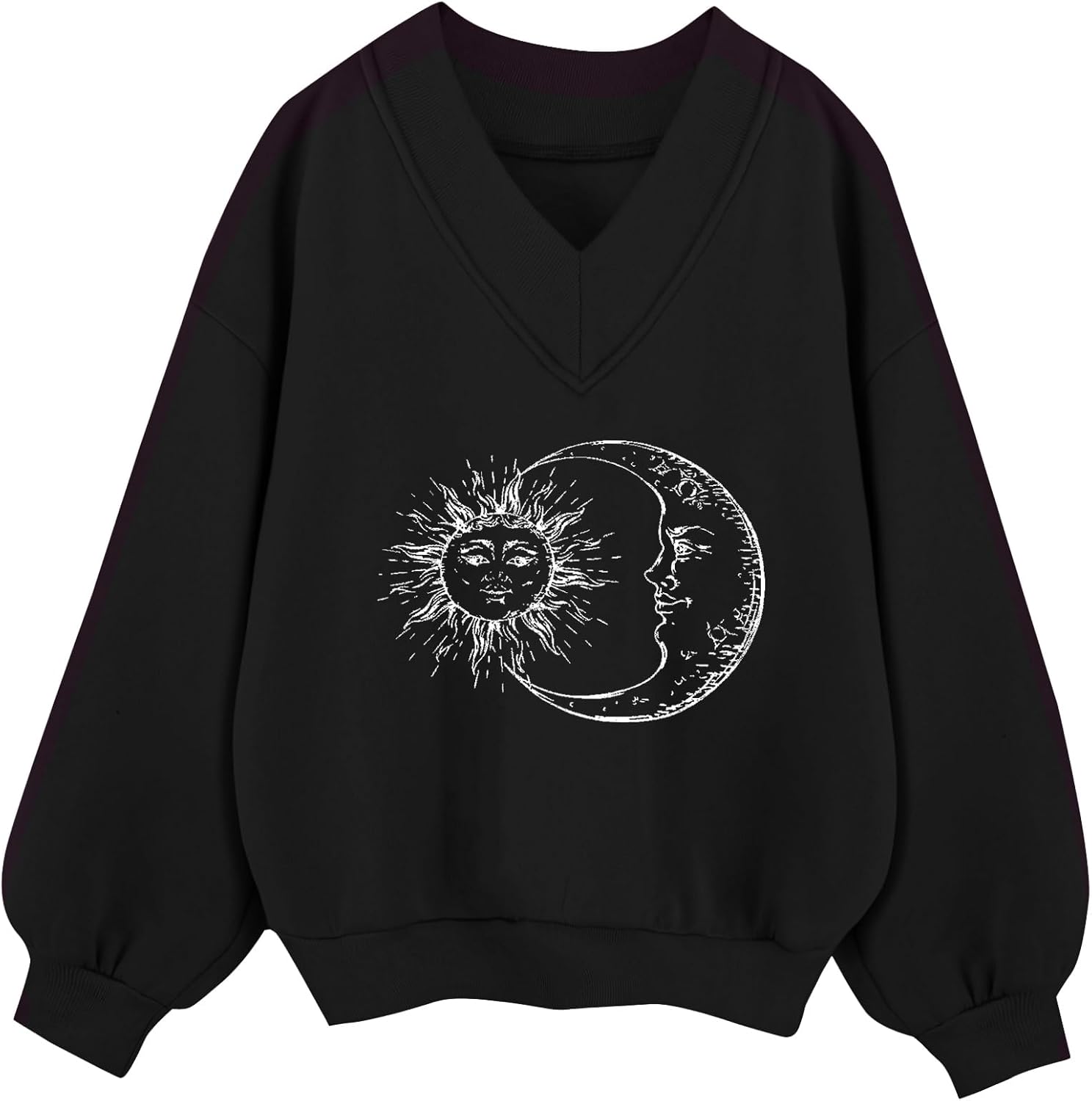 Remidoo Oversized Sweatshirt for Women V Neck Sweatshirts Casual Fleece Long Sleeve Pullover Top