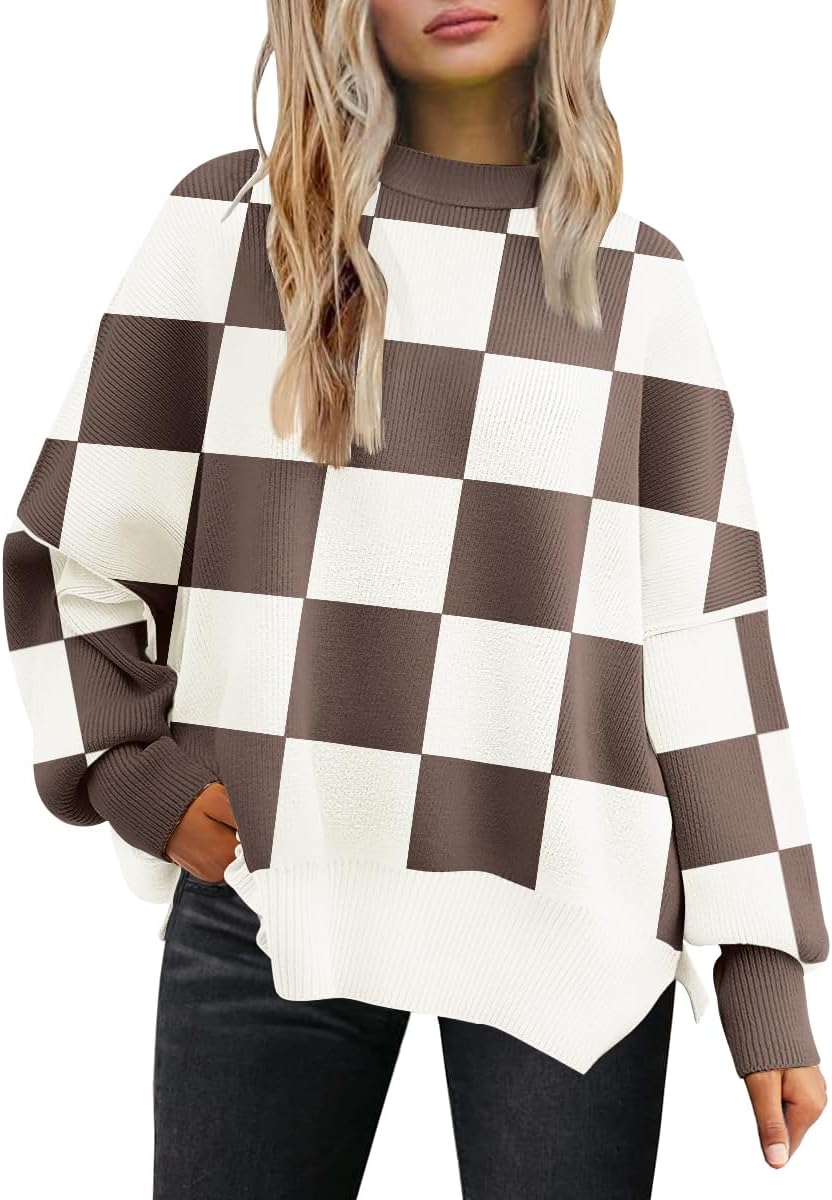 LILLUSORY Women's Oversized Batwing Sweaters 2025 Fall Outfits Trendy Crewneck Knit Side Slit Fashion Pullover Tops